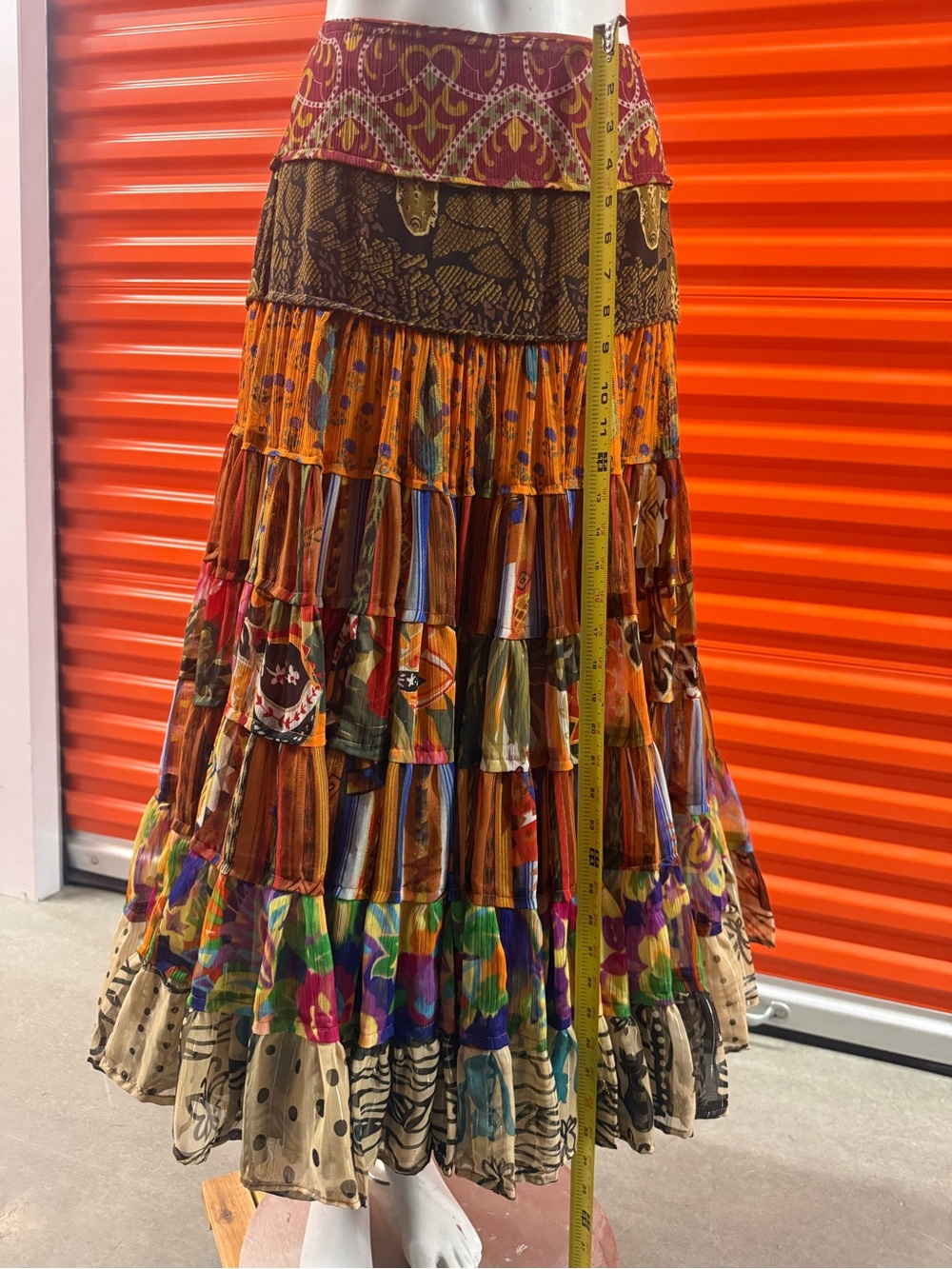 Sandy Starkman Vintage Bohemian Tiered Floral Patchwork Maxi Skirt . XS - Picture 2 of 11